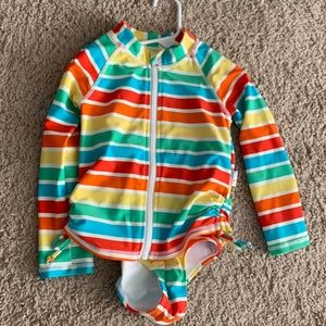 One piece cutout swimsuit and long sleeve rash guard set